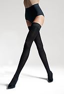 Thigh high stay-ups, opaque fabric, without pattern